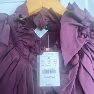 J Crew Size 8 Top Purple Pleated Ruffle Collar Button Down Sleeveless